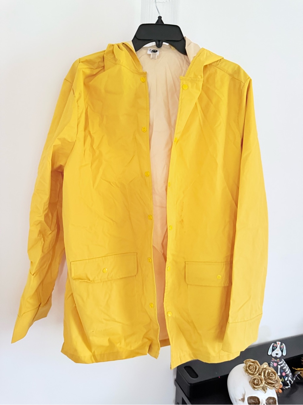 Women's Yellow Hooded Trench Coat - Lightweight Rain Jacket